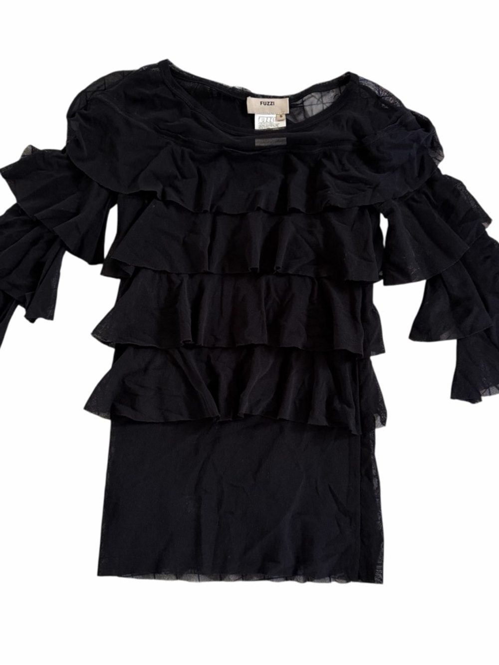 Fuzzi Sheer Tiered Ruffle Top